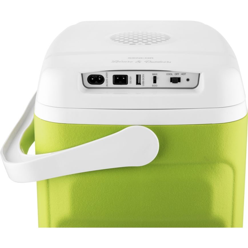 Sencor - Frigorífico automóvel portátil 30 l 55W/5V/12V/230V verde/branco