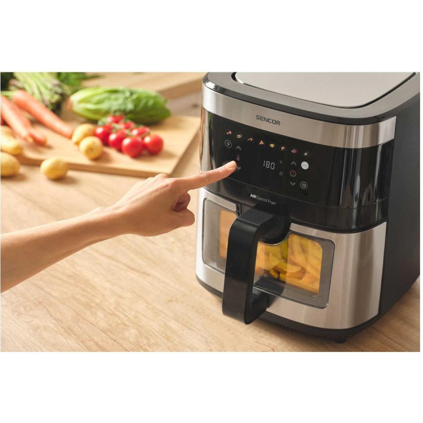 Sencor - Fritadeira elétrica de ar quente 9 l 1700W/230V preta/cromado fosco