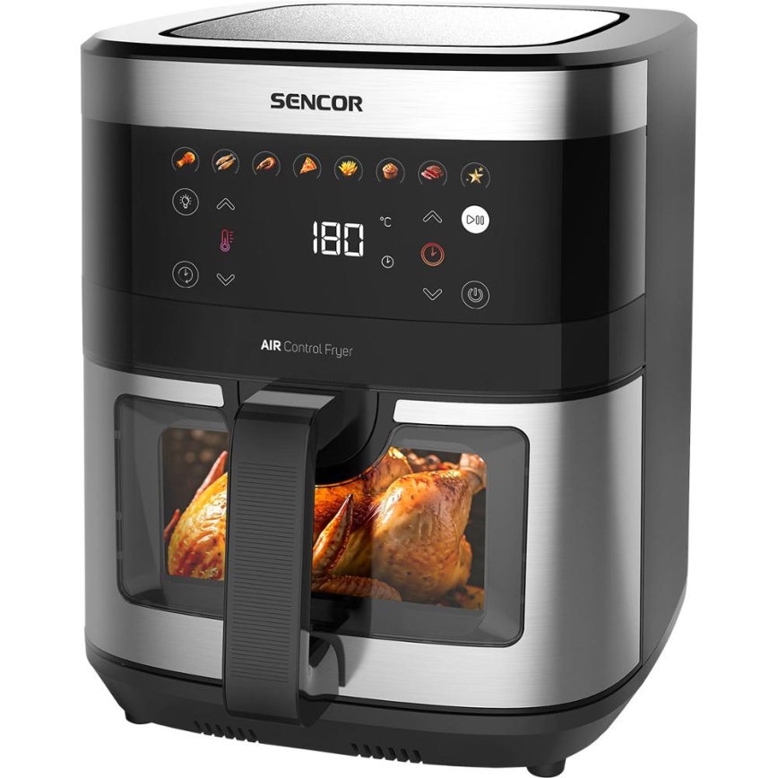 Sencor - Fritadeira elétrica de ar quente 9 l 1700W/230V preta/cromado fosco