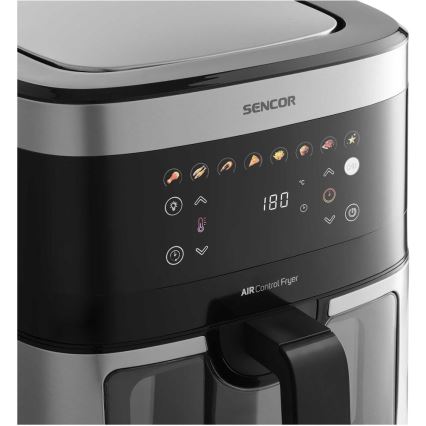 Sencor - Fritadeira elétrica de ar quente 9 l 1700W/230V preta/cromado fosco