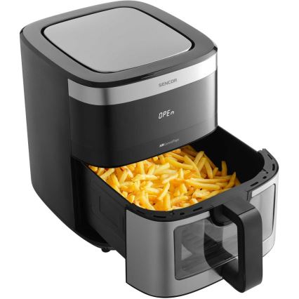 Sencor - Fritadeira elétrica de ar quente 9 l 1700W/230V preta/cromado fosco