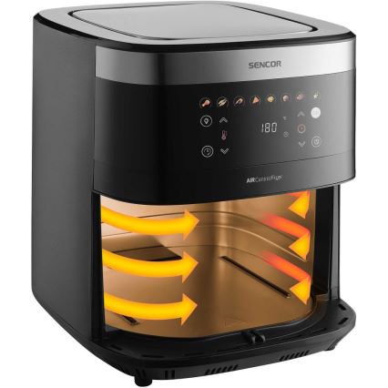 Sencor - Fritadeira elétrica de ar quente 9 l 1700W/230V preta/cromado fosco