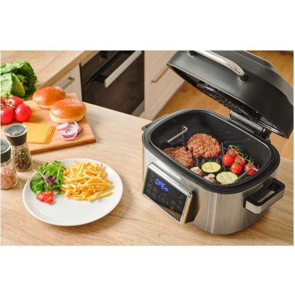 Sencor - Fritadeira e grelhador multifuncional de ar quente 1660W/230V 6 l cromado fosco/preto