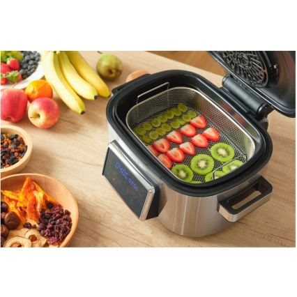 Sencor - Fritadeira e grelhador multifuncional de ar quente 1660W/230V 6 l cromado fosco/preto