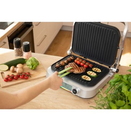 Sencor - Grelhador de contacto 2100W/230V cromo mate