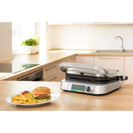 Sencor - Grelhador de contacto 2100W/230V cromo mate