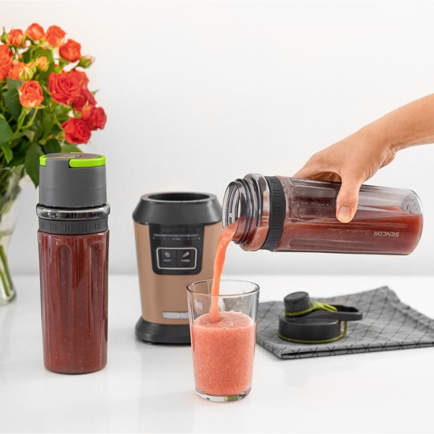 Sencor - Liquidificador para smoothies com acessórios 800W/230V, acabamento em cobre