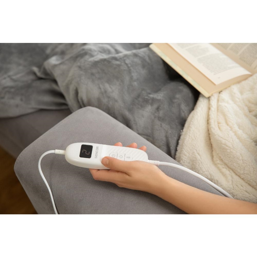Sencor - Manta eléctrica 160W/230V 180x130 cm cinzenta