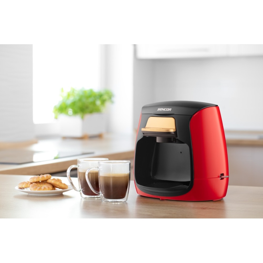 Sencor - Máquina de café com duas canecas 500W/230V vermelho/preto