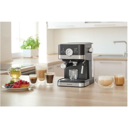 Sencor - Máquina de café espresso de palanca 1050W/230V preta/cromado mate