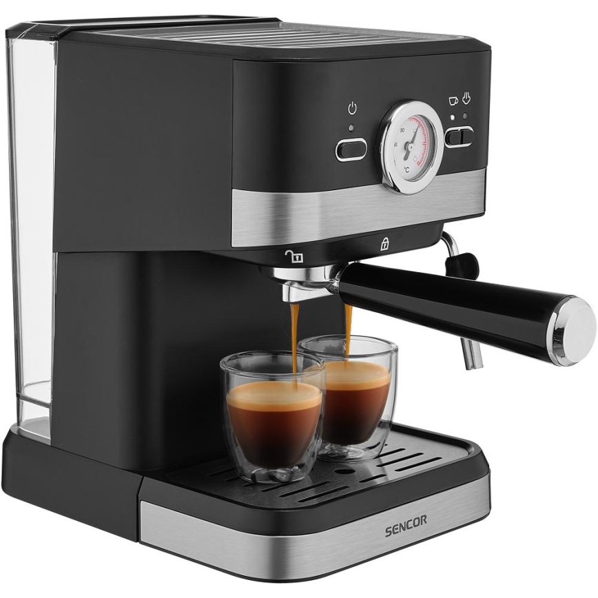 Sencor - Máquina de café espresso de palanca 1050W/230V preta/cromado mate