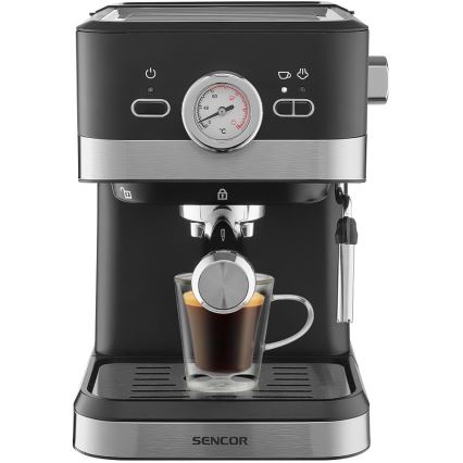 Sencor - Máquina de café espresso de palanca 1050W/230V preta/cromado mate
