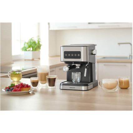 Sencor - Máquina de café espresso com alavanca 1050W/230V preta/cromo fosco