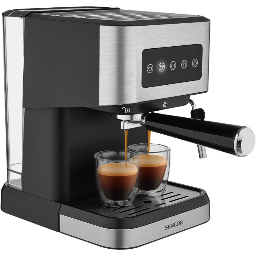 Sencor - Máquina de café espresso com alavanca 1050W/230V preta/cromo fosco