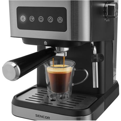 Sencor - Máquina de café espresso com alavanca 1050W/230V preta/cromo fosco