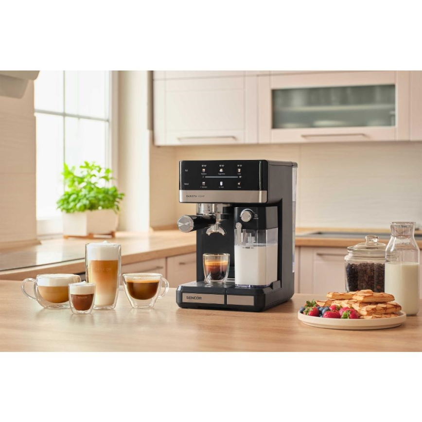Sencor - Máquina de café expresso com alavanca 1350W/230V preto/cromado mate