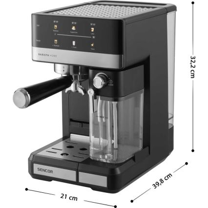 Sencor - Máquina de café expresso com alavanca 1350W/230V preto/cromado mate