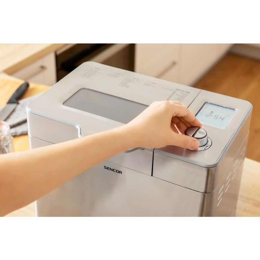 Sencor - Máquina de Fazer Pão Doméstica 550W/230V Cromo Fosco