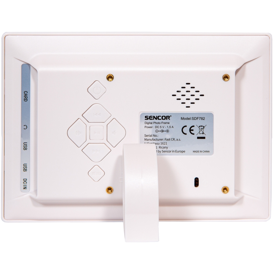 Sencor - Moldura fotográfica digital com altifalante 230V branco + controlo remoto