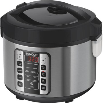 Sencor - Panela de arroz elétrica multifuncional 700W/230V 1,5 l aço inoxidável/preto