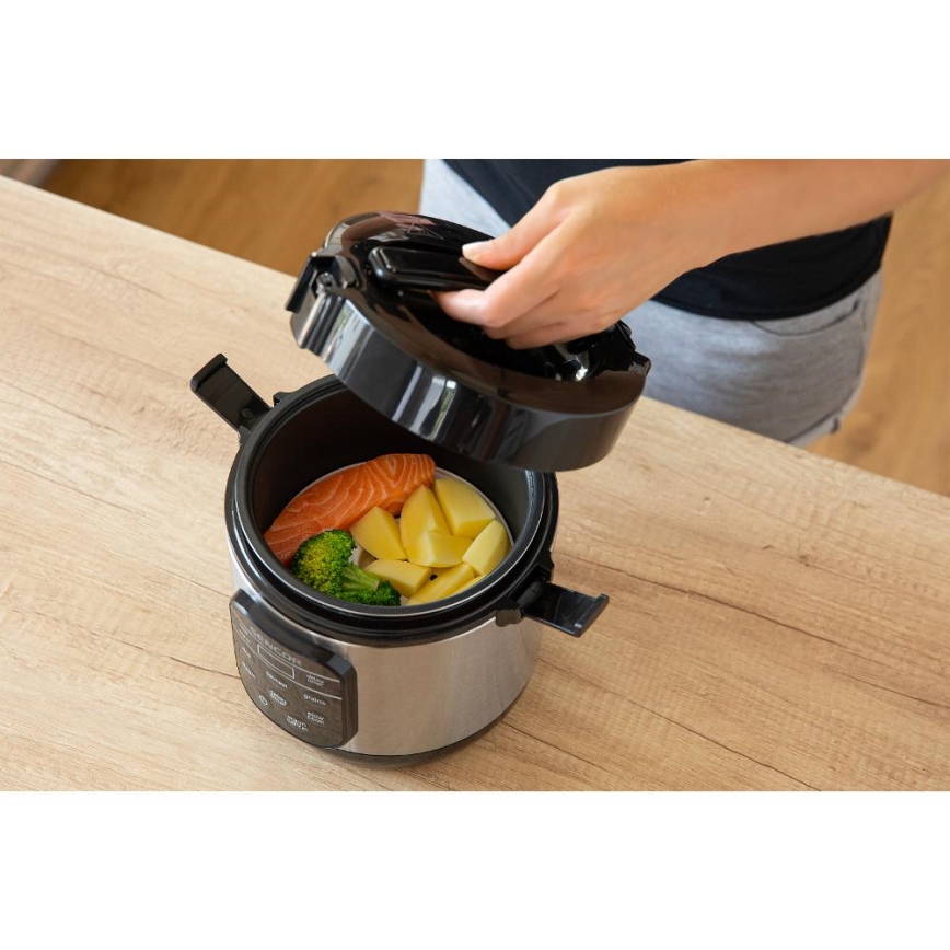Sencor - Panela de Arroz Multifuncional 350W/230V 0,6 l aço inoxidável/preto