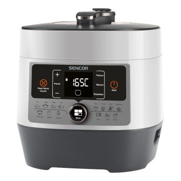 Sencor - Panela de pressão elétrica multifuncional 5,5 l 1000W/230V branco/preto