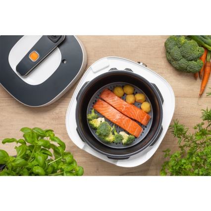 Sencor - Panela de pressão elétrica multifuncional 5,5 l 1000W/230V branco/preto