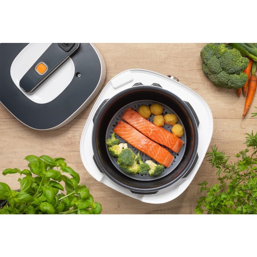 Sencor - Panela de pressão elétrica multifuncional 5,5 l 1000W/230V branco/preto