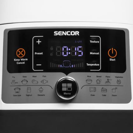 Sencor - Panela de pressão elétrica multifuncional 5,5 l 1000W/230V branco/preto