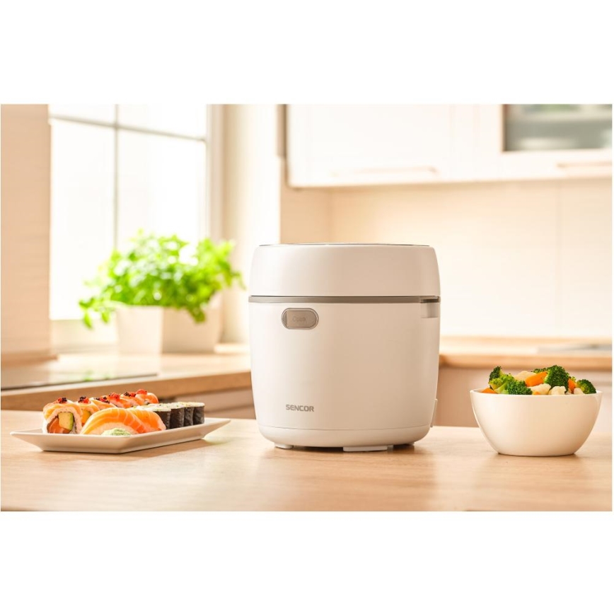 Sencor - Panela elétrica de arroz 350W/230V 0,6 l branca