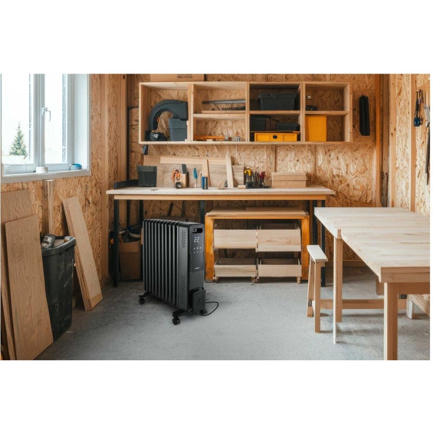 Sencor - Radiador a óleo com 11 aletas, 1000/1200/2400 W, 230 V, Wi-Fi, preto