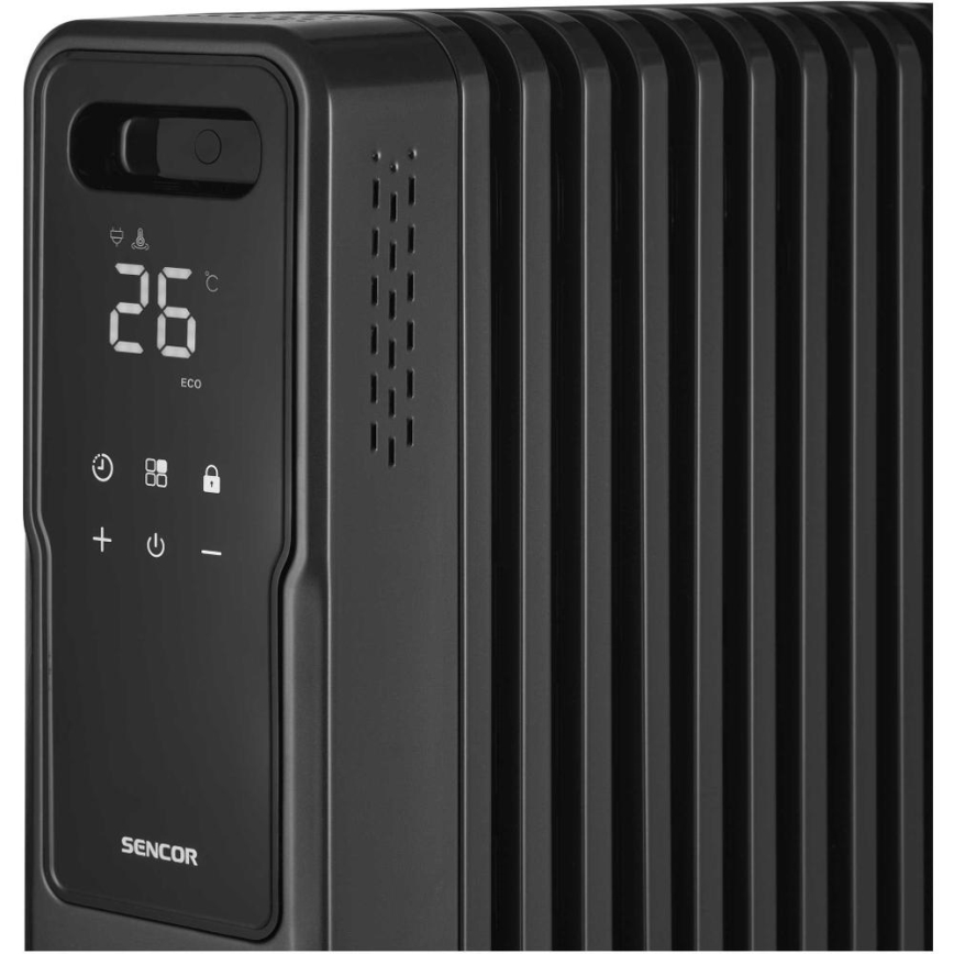 Sencor - Radiador a óleo com 11 aletas, 1000/1200/2400 W, 230 V, Wi-Fi, preto