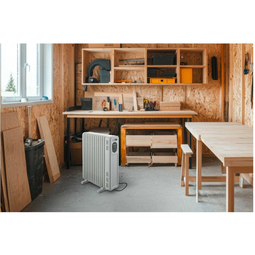 Sencor - Aquecedor a óleo com 13 aletas 1000/2500W/230V branco + controlo remoto