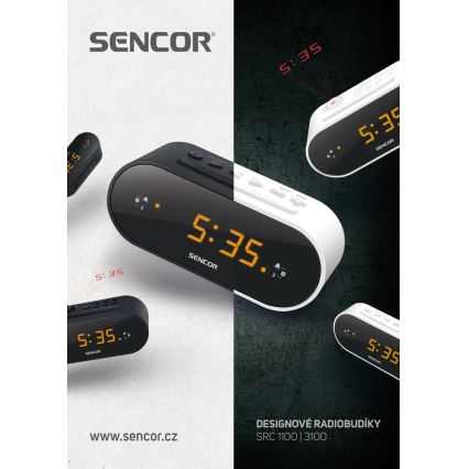 Sencor - Rádio despertador com LED ecrã e projector 5W/230V 1xCR2032 branco