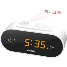 Sencor - Rádio-despertador com visor LED e projetor 5W/230V branco