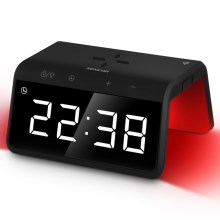 Sencor - Relógio despertador LED RGB com carregamento sem fios 10W