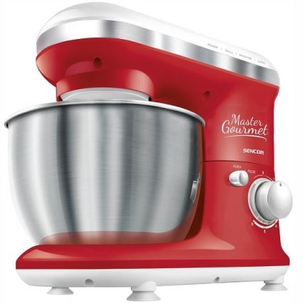 Sencor - Robô de cozinha com uma taça de aço inoxidável 600W/230V vermelho