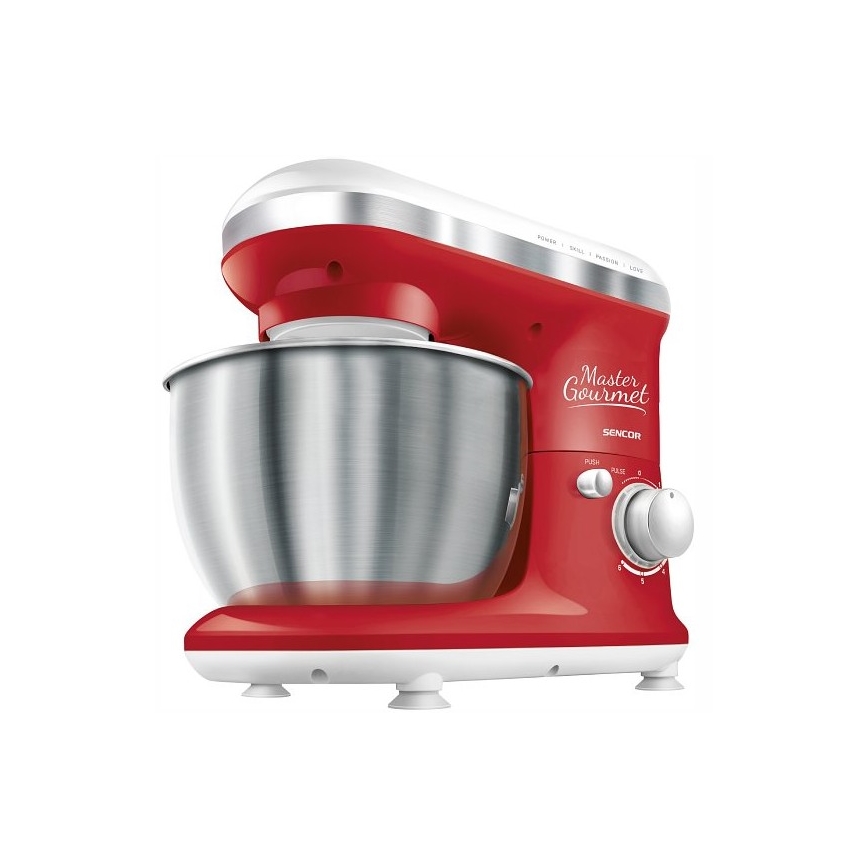 Sencor - Robô de cozinha com uma taça de aço inoxidável 600W/230V vermelho