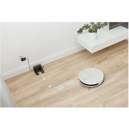 Sencor - Aspirador robô inteligente 2 em 1 com função de mop 28W/2600 mAh Wi-Fi branco + controlo remoto
