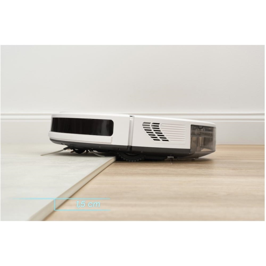 Sencor - Aspirador robô inteligente 2 em 1 com função de mop 28W/2600 mAh Wi-Fi branco + controlo remoto
