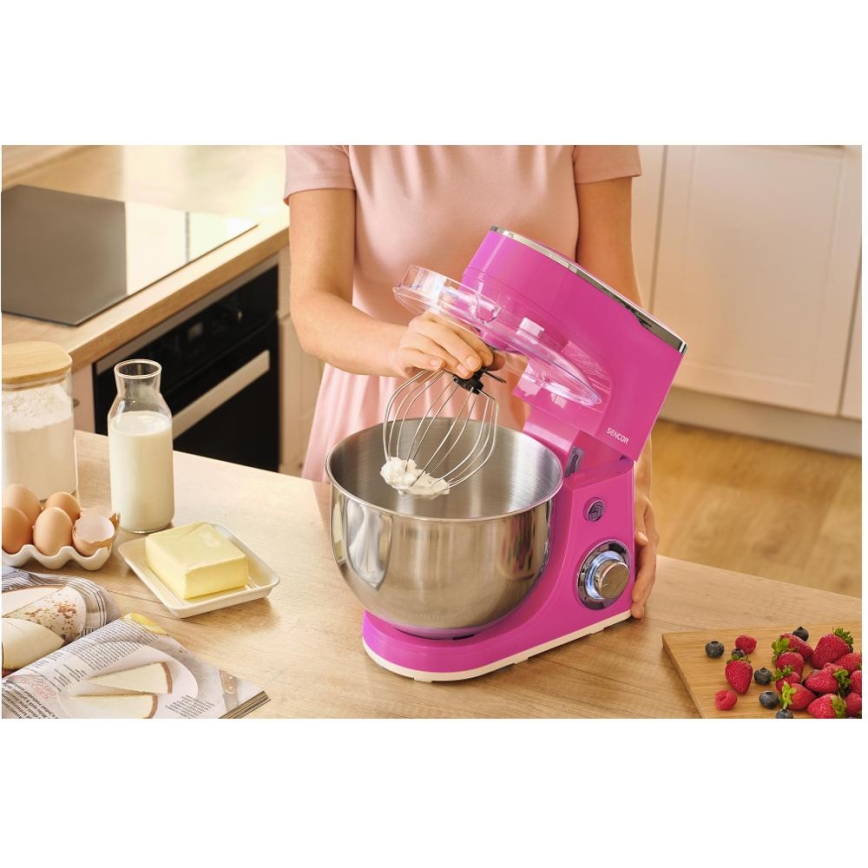 Sencor - Robot de cozinha com taça em aço inoxidável 1300W/230V rosa