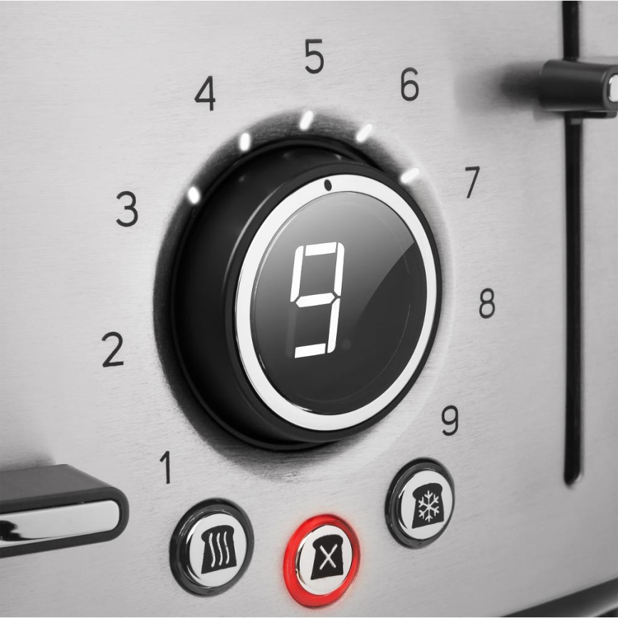 Sencor - Torradeira para quatro fatias 1600W/230V, acabamento cromo mate