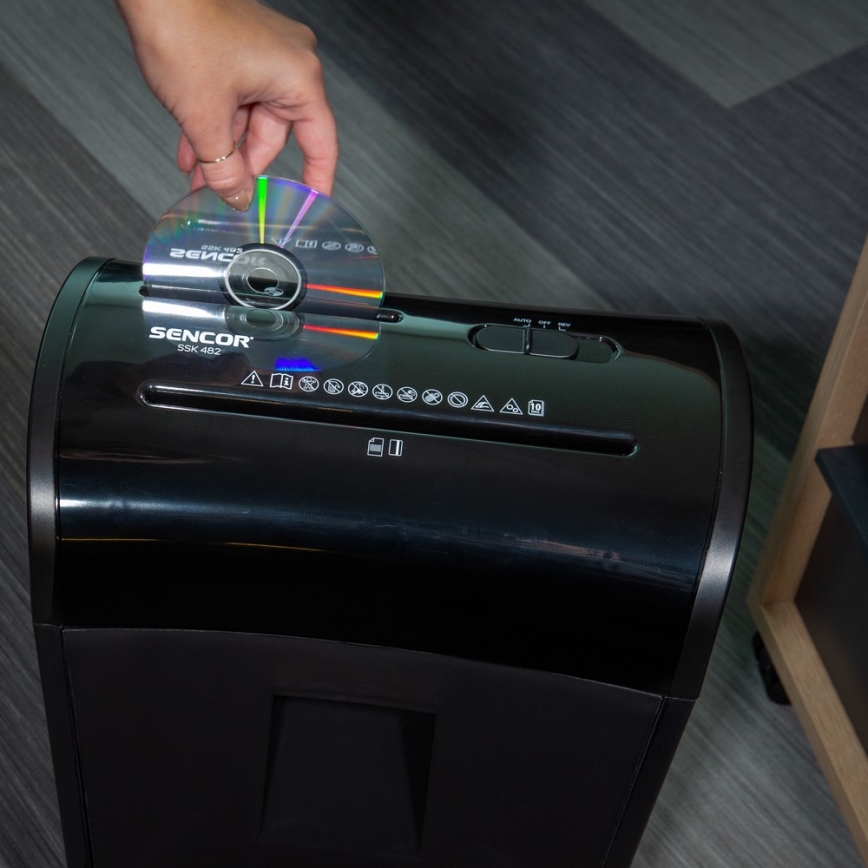 Sencor - Triturador de CD e papel A4 capacidade 14 l 230V preto