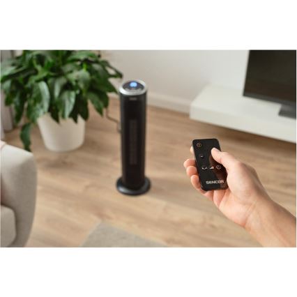 Sencor - Ventilador com aquecimento cerâmico 1300/2200W/230V preto + controlo remoto