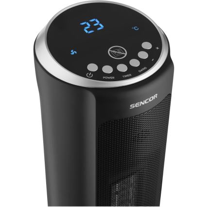 Sencor - Ventilador com aquecimento cerâmico 1300/2200W/230V preto + controlo remoto