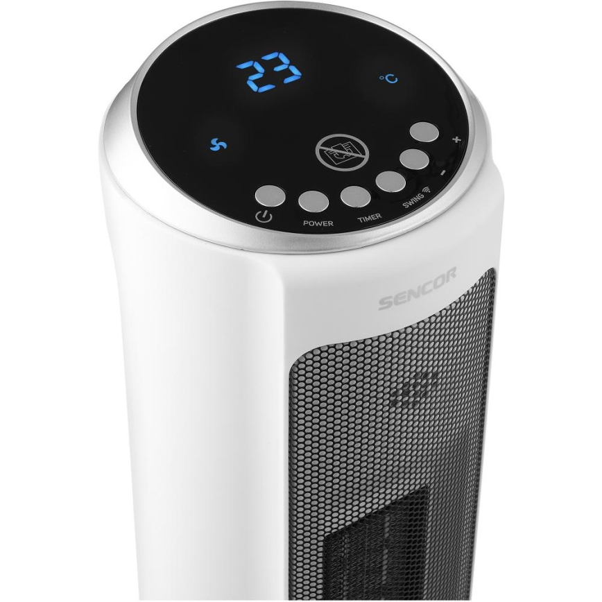 Sencor - Ventilador com elemento de aquecimento cerâmico 2200 W/230 V, Wi‑Fi, branco + controlo remoto