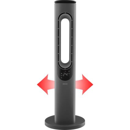 Sencor - Ventilador de torre sem pás com aquecedor cerâmico 1200/2000W/230V antracite + controlo remoto