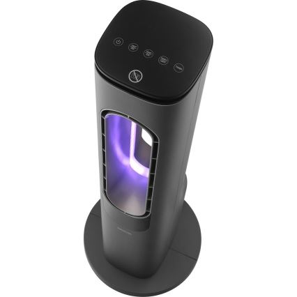 Sencor - Ventilador de torre sem pás com aquecedor cerâmico 1200/2000W/230V antracite + controlo remoto