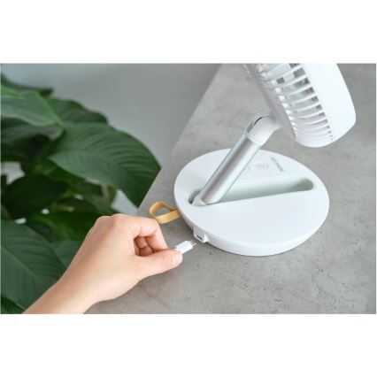 Sencor - Ventilador de Mesa Recarregável 5W/5V 4000 mAh branco