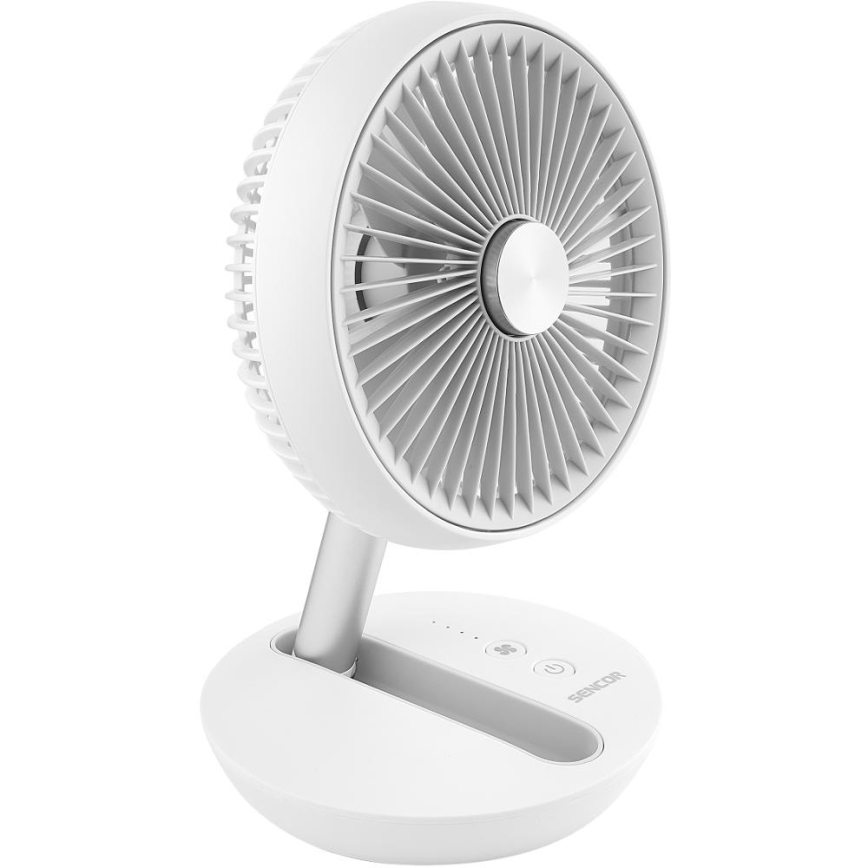 Sencor - Ventilador de Mesa Recarregável 5W/5V 4000 mAh branco